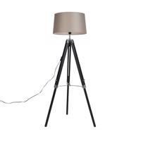 Állólámpa Tripod fekete, árnyalattal 45 cm vászon taupe